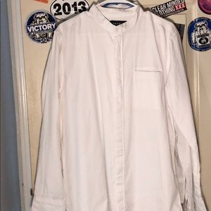 White grandad collar button up